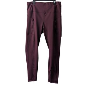 YOGALICIOUS WOMEN'S BURGUNDY LUX VITALITY ANKLE TIGHT LEGGINGS SIZE XL